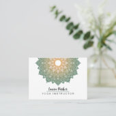 Grüne Mandala-Lotus-Meditations-holistisches Yoga Visitenkarte (Stehend Vorderseite)
