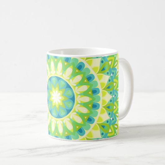 Grüne Mandala-Tasse Kaffeetasse (VorderseiteRechts)