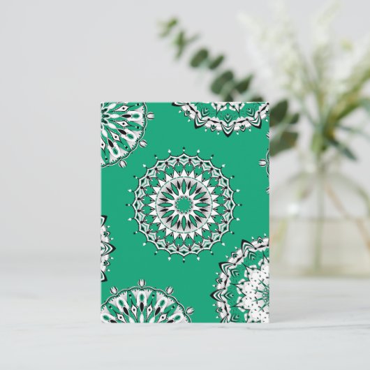 Grüne Mandalase 1 Postkarte (Stehend Vorderseite)