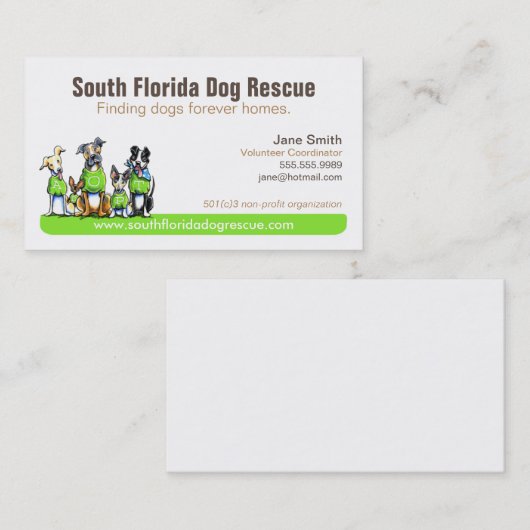 Grüne Markierung für Hunderettungsaktion Visitenkarte (Vorne/Hinten)