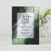 Grüne Marmor 30. Geburtstag Party Einladung (Stehend Vorderseite)
