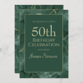 Grüne Marmor 50. Geburtstag Einladung (Vorne/Hinten)