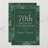 Grüne Marmor 70. Geburtstag Einladung (Vorne/Hinten)