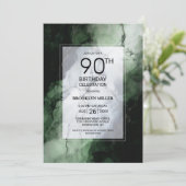 Grüne Marmor 90. Geburtstagsparty Einladung (Stehend Vorderseite)