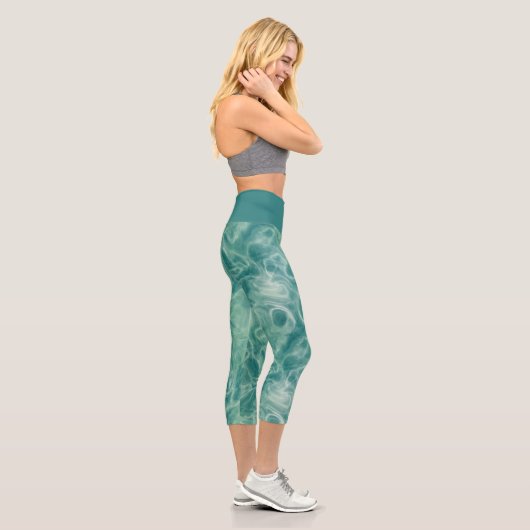 Grüne Marmor Capri Leggings (Rechts)