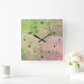 Grüne Marmor der Rose , Regenbogenkunst Quadratische Wanduhr (Zuhause)