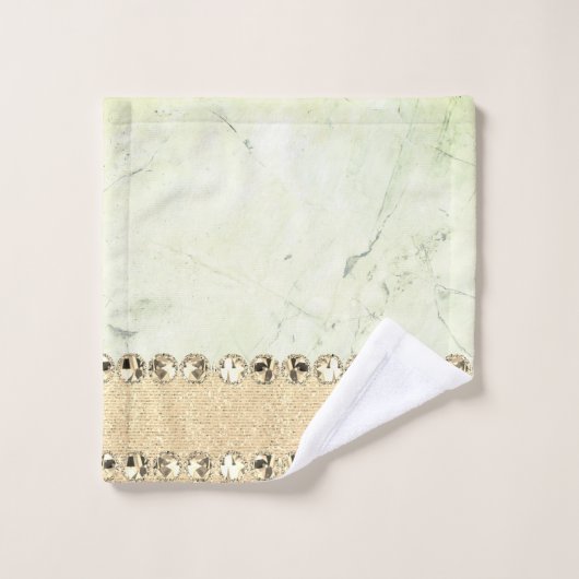 Grüne Marmor Diamond Bling Badhandtuch Set (Waschlappen)