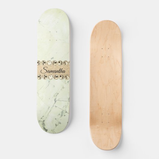 Grüne Marmor Diamond Bling Skateboard (Vorderseite)