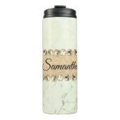 Grüne Marmor Diamond Bling Thermosbecher (Vorderseite)