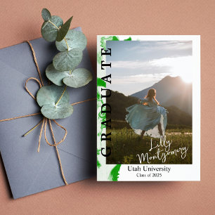 Grüne Marmor-Foto-Abschlussankündigung Einladung