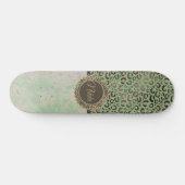 Grüne Marmor Glittery Gold Leopard Custom Skateboard (Horizontal)