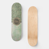 Grüne Marmor Glittery Gold Leopard Custom Skateboard (Vorderseite)