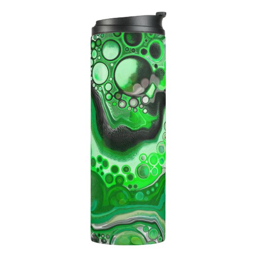 Grüne Marmor Kunst Digitales Fluid Kunst Extravaga Thermosbecher (Nach links gedreht)