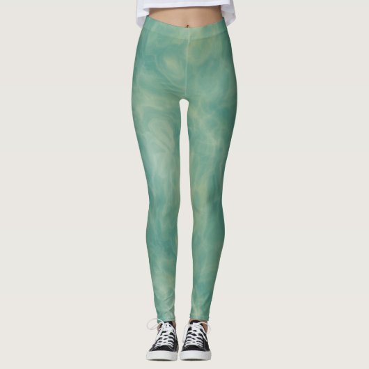 Grüne Marmor Leggings (Vorderseite)