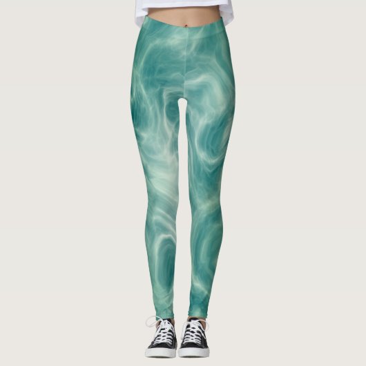 Grüne Marmor Leggings (Vorderseite)