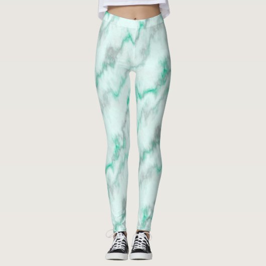 Grüne Marmor Leggings (Vorderseite)