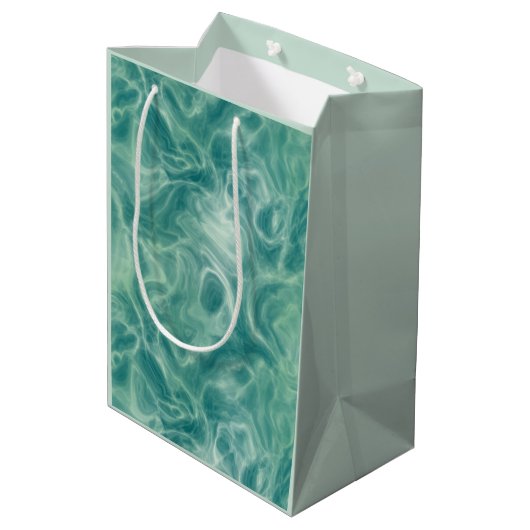 Grüne Marmor Mittlere Geschenktüte (Rückseite Schrägansicht)