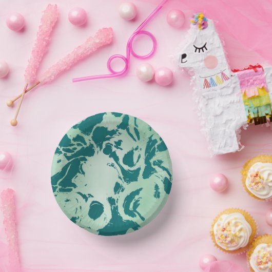 Grüne Marmor Pappteller (Party)