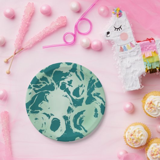 Grüne Marmor Pappteller (Party)