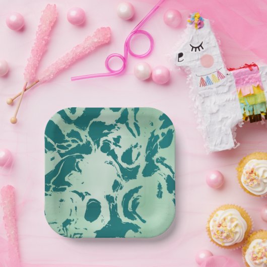 Grüne Marmor Pappteller (Party)