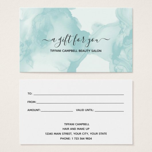 Grüne Marmor- und Glitzer-Geschenkgutschein (Vorne & Hinten)