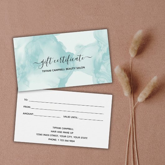 Grüne Marmor- und Glitzer-Geschenkgutschein