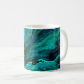 Grüne Marmor und Gold: Luxuriöse Textur Kaffeetasse (VorderseiteRechts)