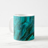 Grüne Marmor und Gold: Luxuriöse Textur Kaffeetasse (Vorderseite Links)