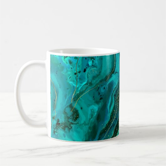 Grüne Marmor und Gold: Luxuriöse Textur Kaffeetasse (Links)