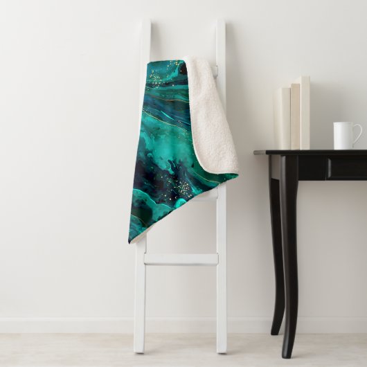 Grüne Marmor und Gold: Luxuriöse Textur Sherpadecke (Beispiel)