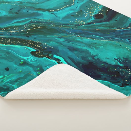Grüne Marmor und Gold: Luxuriöse Textur Sherpadecke (3/4)