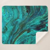 Grüne Marmor und Gold: Luxuriöse Textur Sherpadecke (Vorderseite (Horizontal))