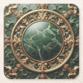 Grüne Marmor- und Goldschicht Rechteckiger Pappuntersetzer (Vorderseite)