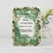 Grüne Marmorbäder Wasserfarben Ivy Trim Elegante H Einladung (Stehend Vorderseite)