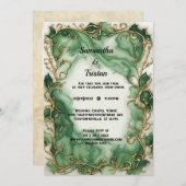 Grüne Marmorbäder Wasserfarben Ivy Trim Elegante H Einladung (Vorne/Hinten)