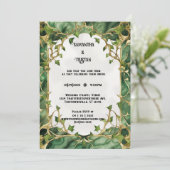 Grüne Marmorbäder Wasserfarben Ivy Trim Elegante H Einladung (Stehend Vorderseite)