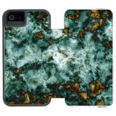 Grüne Marmorbeschaffenheit mit Adern Incipio iPhone Geldbeutel-Hülle (Folio Geöffnet)