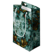 Grüne Marmorbeschaffenheit mit Adern Kleine Geschenktüte (Vorderseite Schrägansicht)