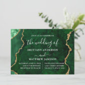 Grüne Marmorhochzeit Einladung (Stehend Vorderseite)