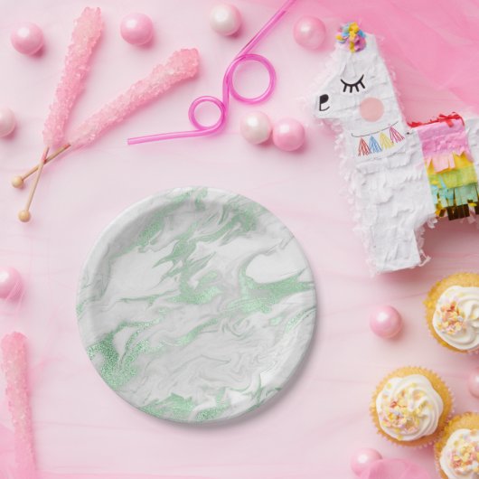 Grüne Marmorplatte Pappteller (Party)