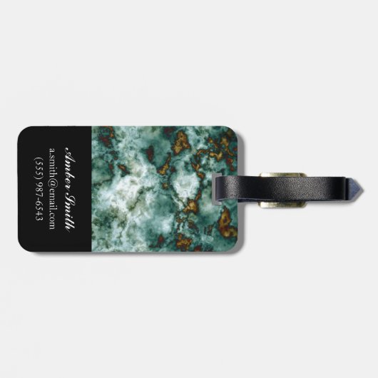 Grüne Marmorstruktur mit Venen Gepäckanhänger (Rückseite horizontal)