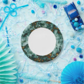 Grüne Marmorstruktur mit Venen Pappteller (Party)