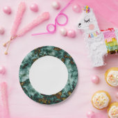 Grüne Marmorstruktur mit Venen Pappteller (Party)