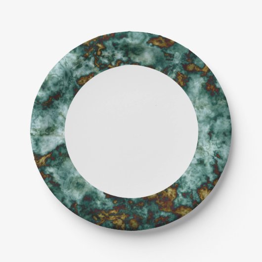 Grüne Marmorstruktur mit Venen Pappteller (Vorderseite)
