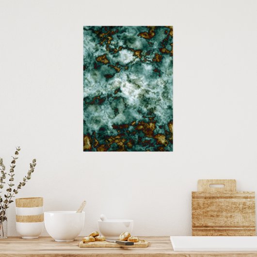 Grüne Marmorstruktur mit Venen Poster (Küche)