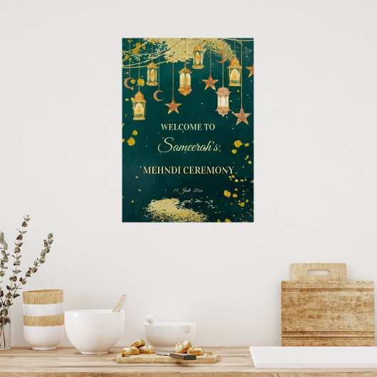 Grüne marokkanische Laternen grün personalisiert M Poster (Küche)