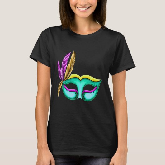 Grüne Maske für Mardi Gras T-Shirt (Vorderseite)