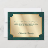 Grüne Masquerade Maske Elegante Quinceanera Dankeskarte (Rückseite)