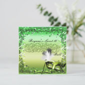 Grüne Masquerade Maske Elegantes Ball Party Einladung (Stehend Vorderseite)