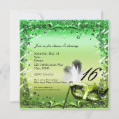 Grüne Masquerade Maske Elegantes Ball Party Einladung (Rückseite)